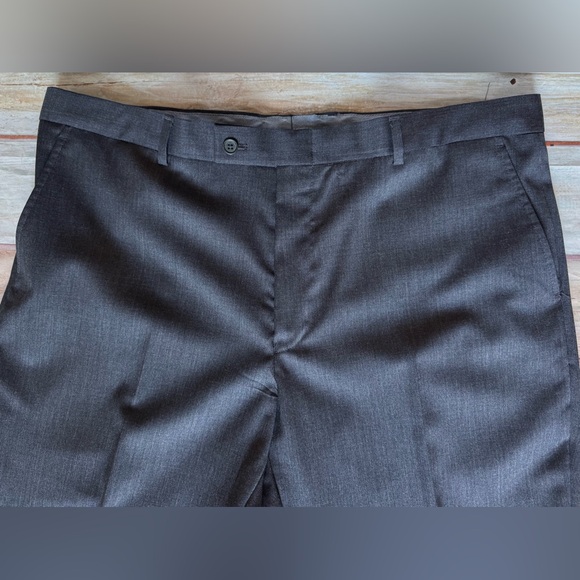 NAUTICA Charcoal Grey Flat Front Wool Blend Dress Pants Sz 40x32 - Picture 2 of 5